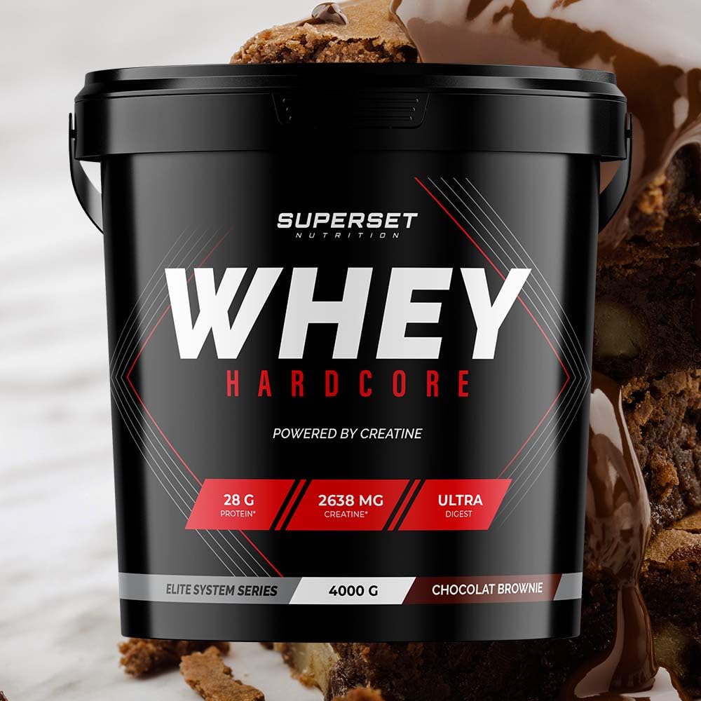 Superset Nutrition | Whey Hardcore (4kg) | Whey protéine | Whey technique pour renforcer la masse maigre, la force et l'endurance - Brownie