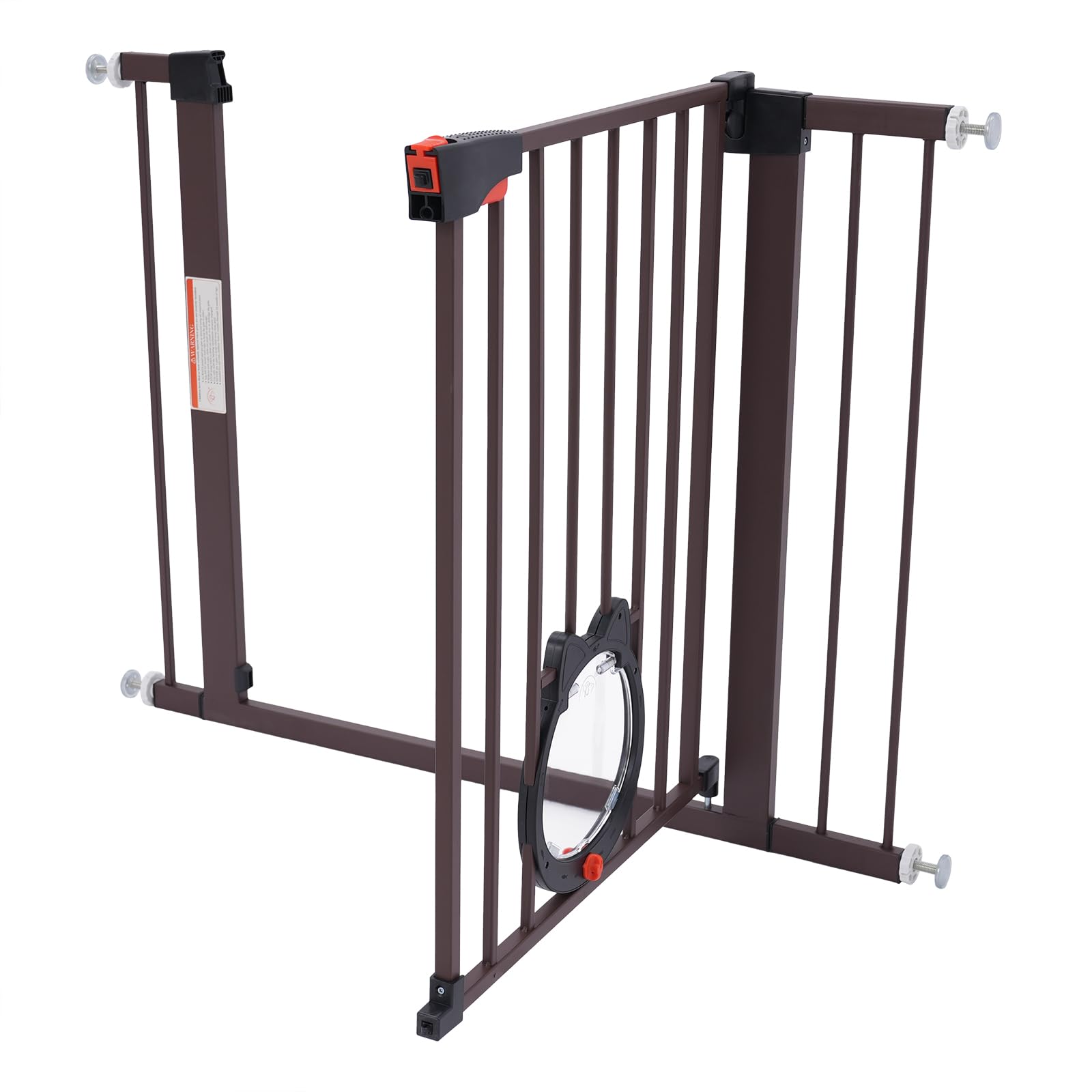 Barrera de seguridad para niños, 93 x 76 cm, para sujetar o perforar, para balcones, entradas, pasillos o aberturas de puertas (café)