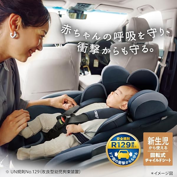 Aprica(アップリカ) チャイルドシート ISOFIX固定 フラディアプラスライト 新生児~4歳頃まで 回転式 R129適合 (ライトネイビー) 【2023年モデル】 2187854 - 2