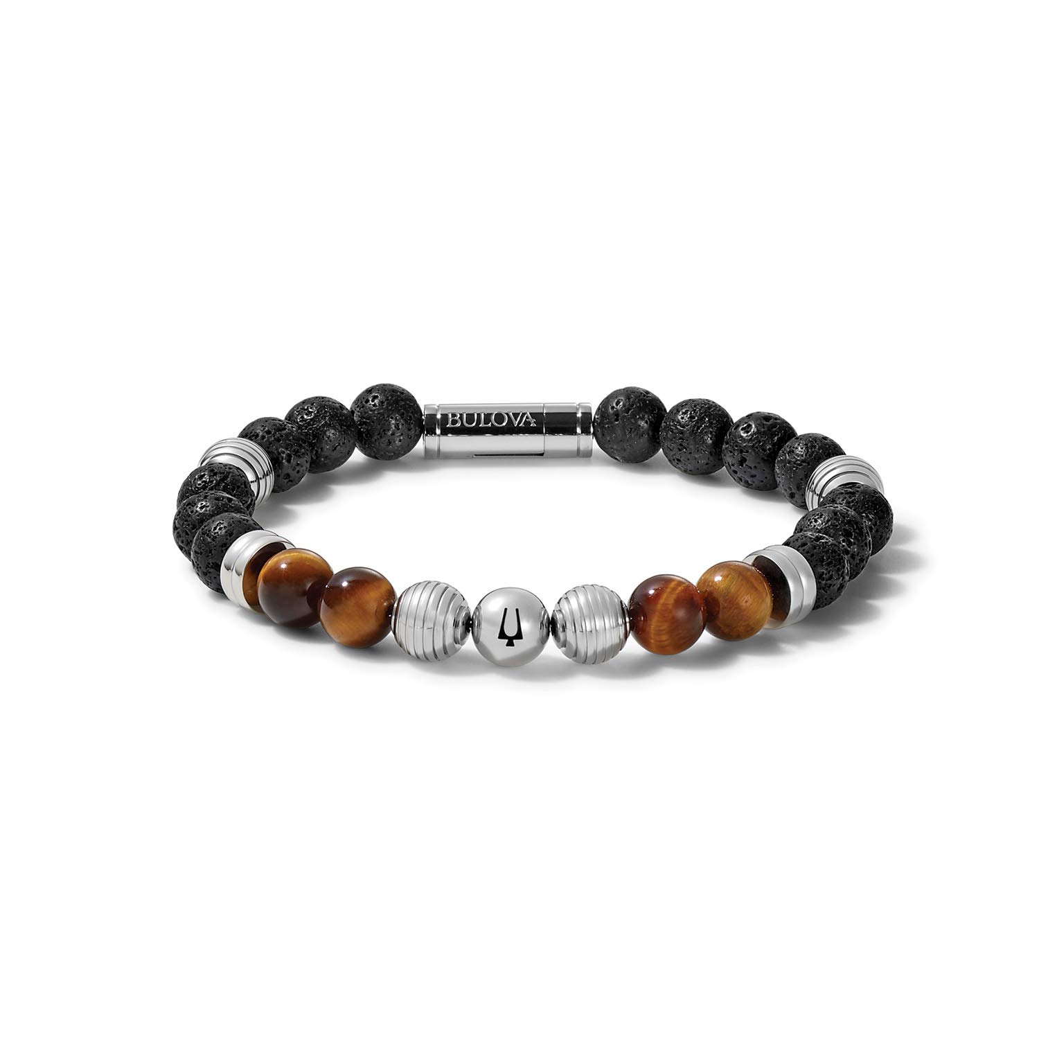 Men's Classic Beaded Bracelet with Cylinder Clasp
