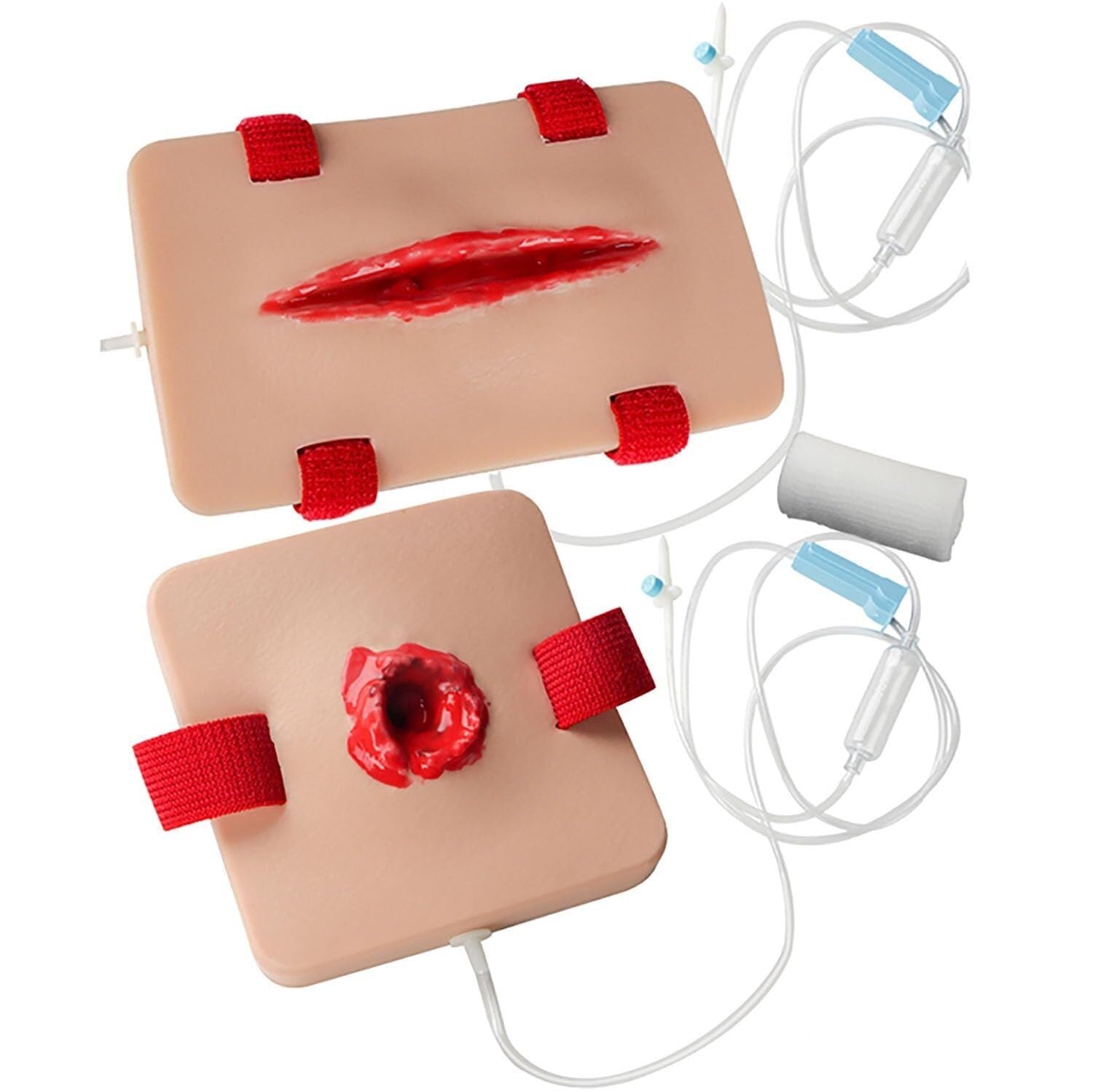 XINGLUOY Wound dressing and tourniquet simulator manikin, 2 pieces wound training, wearable, skin simulation module, for medical courses, hemostasis first aid practice
