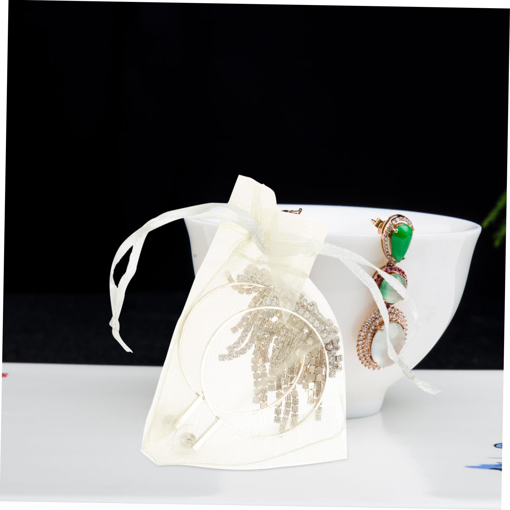 FRCOLOR 500 Pz sacchetto in organza sacchetto organza sacchetti bomboniere borsa da matrimonio con coulisse piccoli sacchetti di con coulisse sacchettini bomboniere Beige