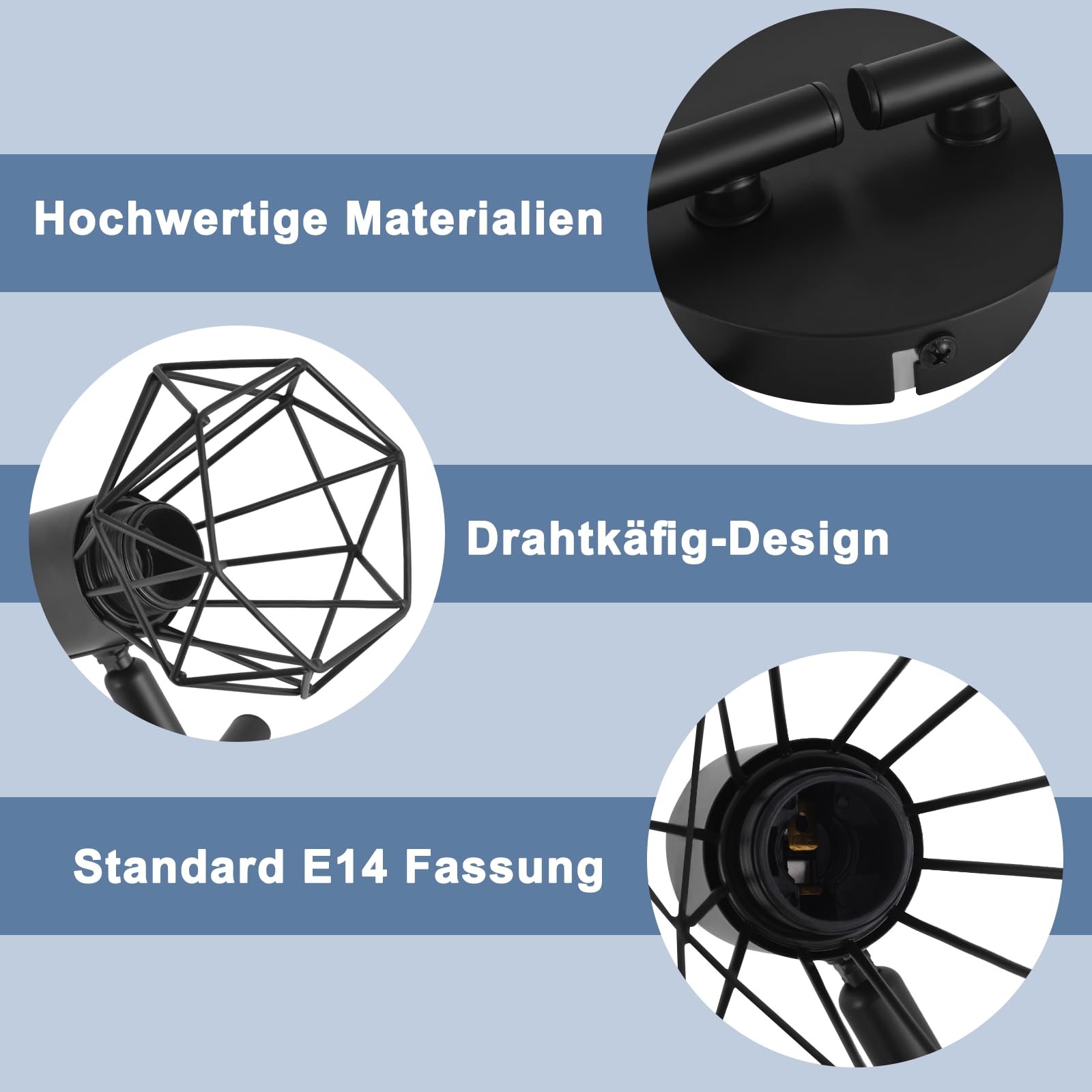 Glitzerlife Deckenstrahler 4 Flammig Deckenlampe Schwarz - Deckenspots Vintage Retro E14 Industrie Schwenkbar 350°Deckenleuchte Matt Metall Innen für Wohnzimmer Jugendzimmer Schlafzimmer Küche