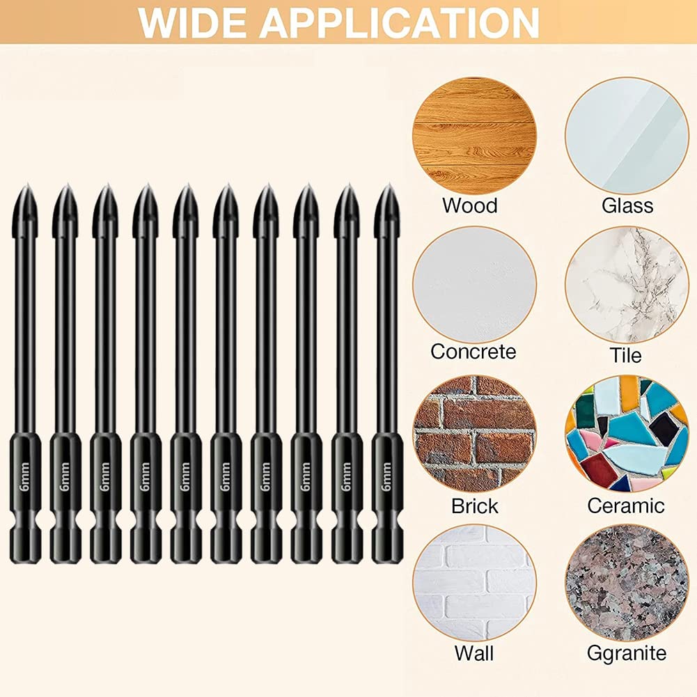 5 Stück Porzellanbohrer 6mm - Für Fliesen, Glas & Marmor