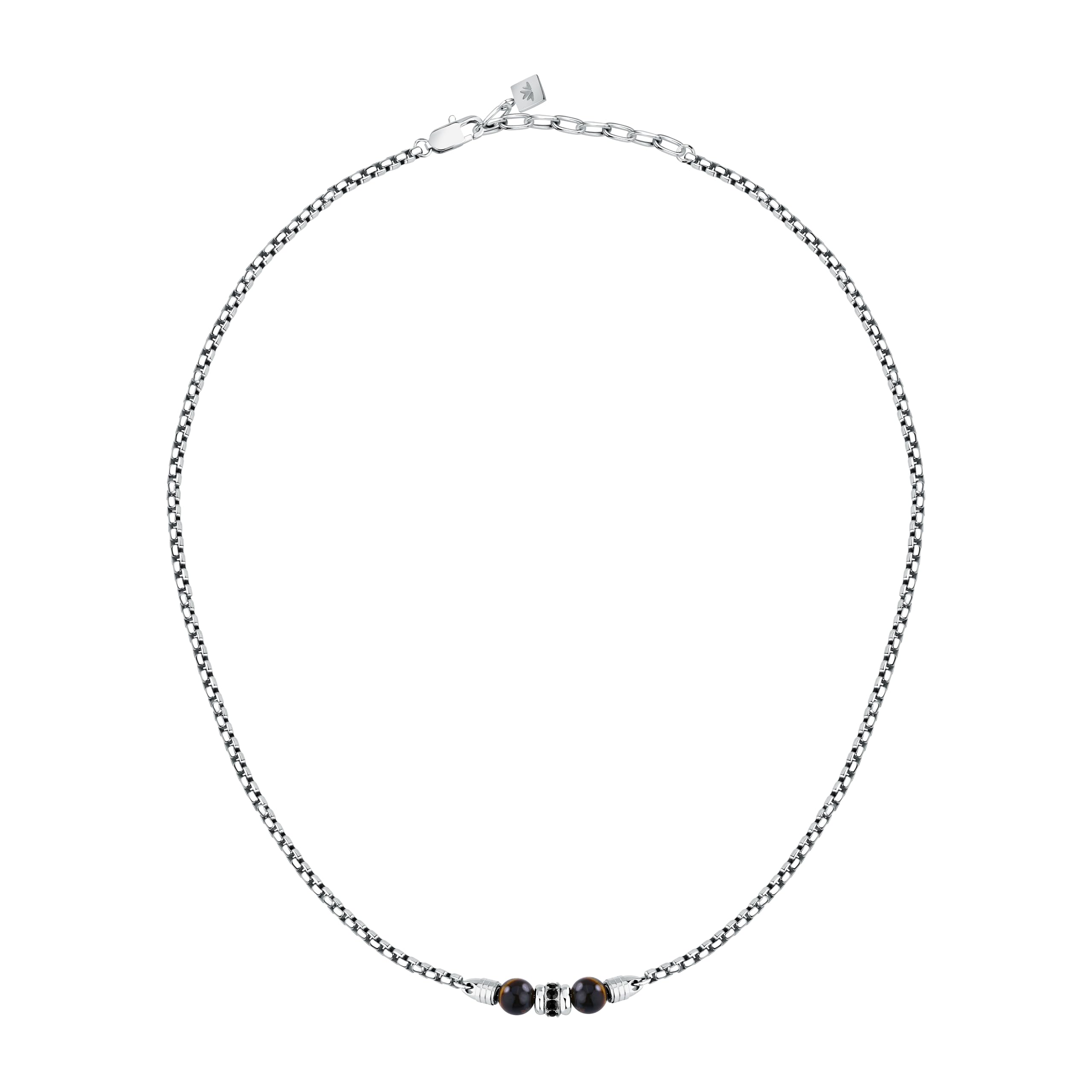Morellato Collana Uomo in Acciaio, Pietre Naturali, Cristalli, Occhio di Tigre, Collezione PIETRE - S1744
