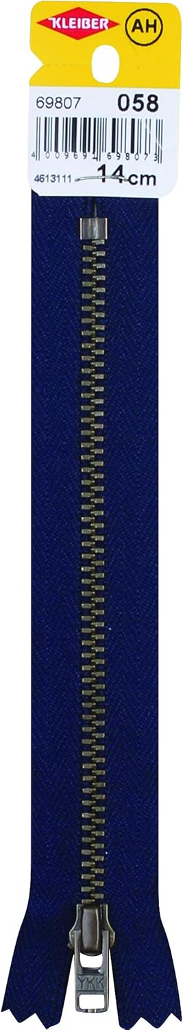 Zipper with YKK Metal Rail, 14cm x 5mm, 2.5 cm Wide, Navy