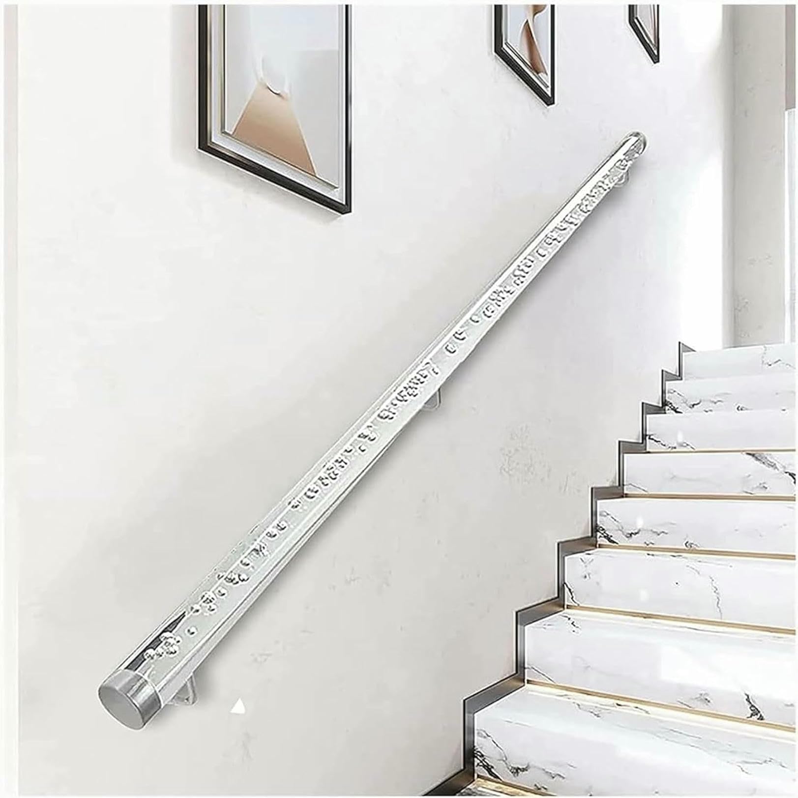 Rampe d'escalier en acrylique transparent avec supports muraux