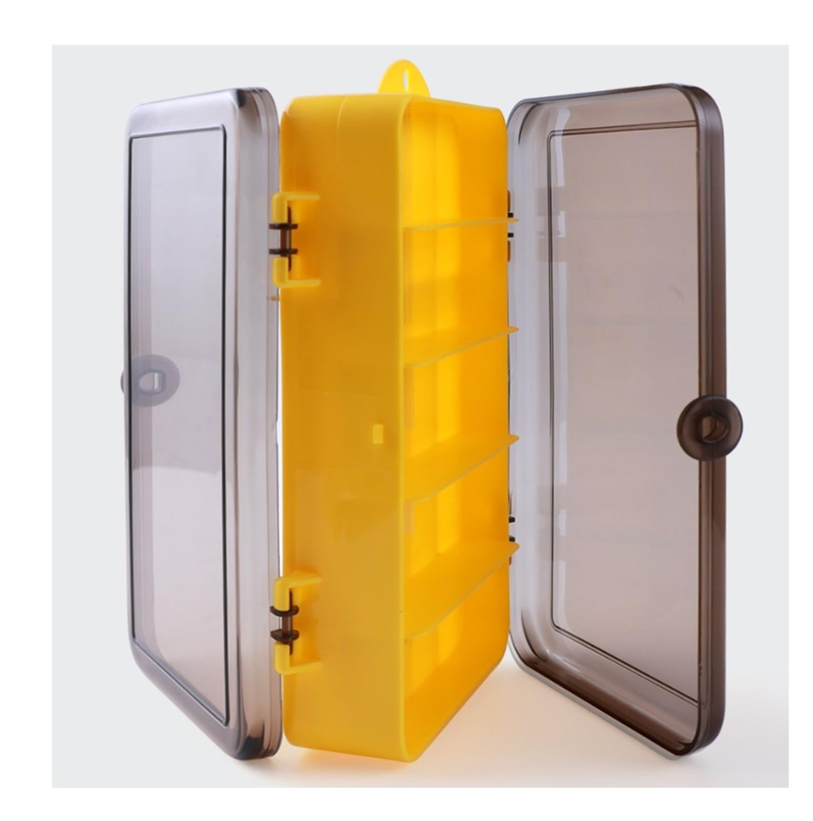 Angelkoffer für Zubehör Angelgerät Boxen Tablett Lagerung Box Kunststoff Behälter for Salzwasser Süßwasser Angelbox für Gummifische(Yellow)