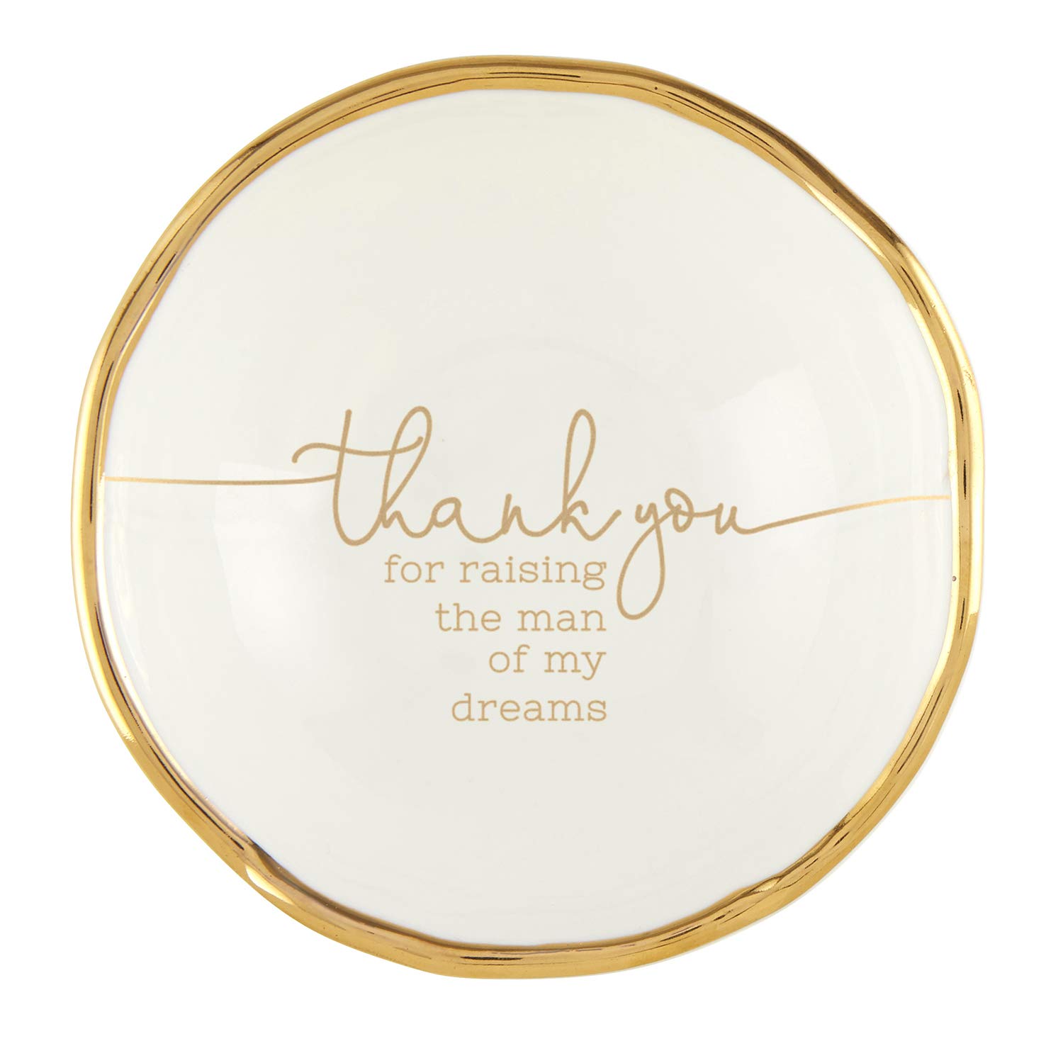 Santa Barbara Design Studio Creative Brands Wedding Collection Ceramic Jewelry Dish, 3.25-Inch, Thank You