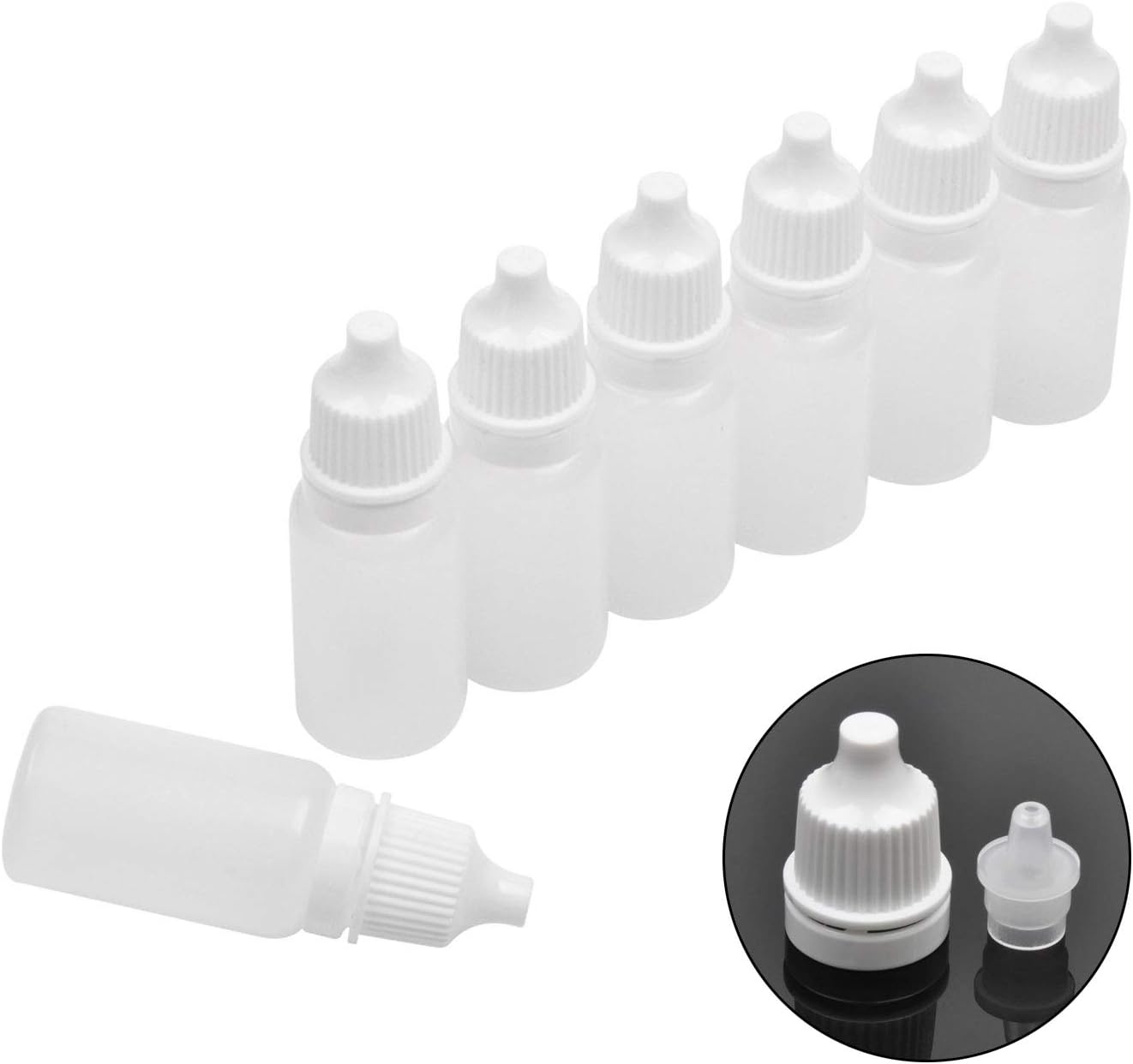 Jespeker 50 PCS 10ml Plastic Dropper Bottle Drop Bottles Empty Squeezable Eye Liquid Essential Oil Squeeze Bottle Small Dropper Refillable Containers with Caps