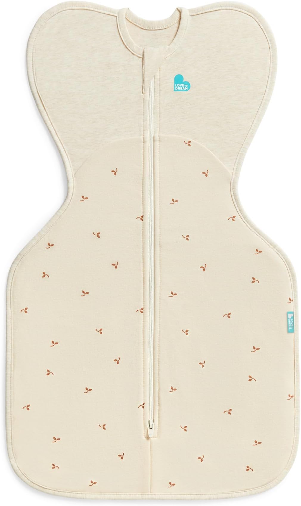 Love To Dream™ Swaddle UP™, Small 3.5-6 kg - Twigs Oatmeal, Snug Fit, Supports Healthy Sleep Routine, 1.5 Tog For Mild Temps (18-22°C), Machine Washable Cotton Fleece, 2 Zips for Easy Nappy Change