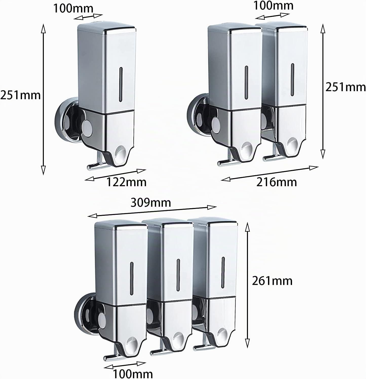 Dispensador de jabón montado en la Pared, Dispensador de Ducha y loción para el hogar, baño, Cocina, hoteles, restaurantes (1500ml, Negro)