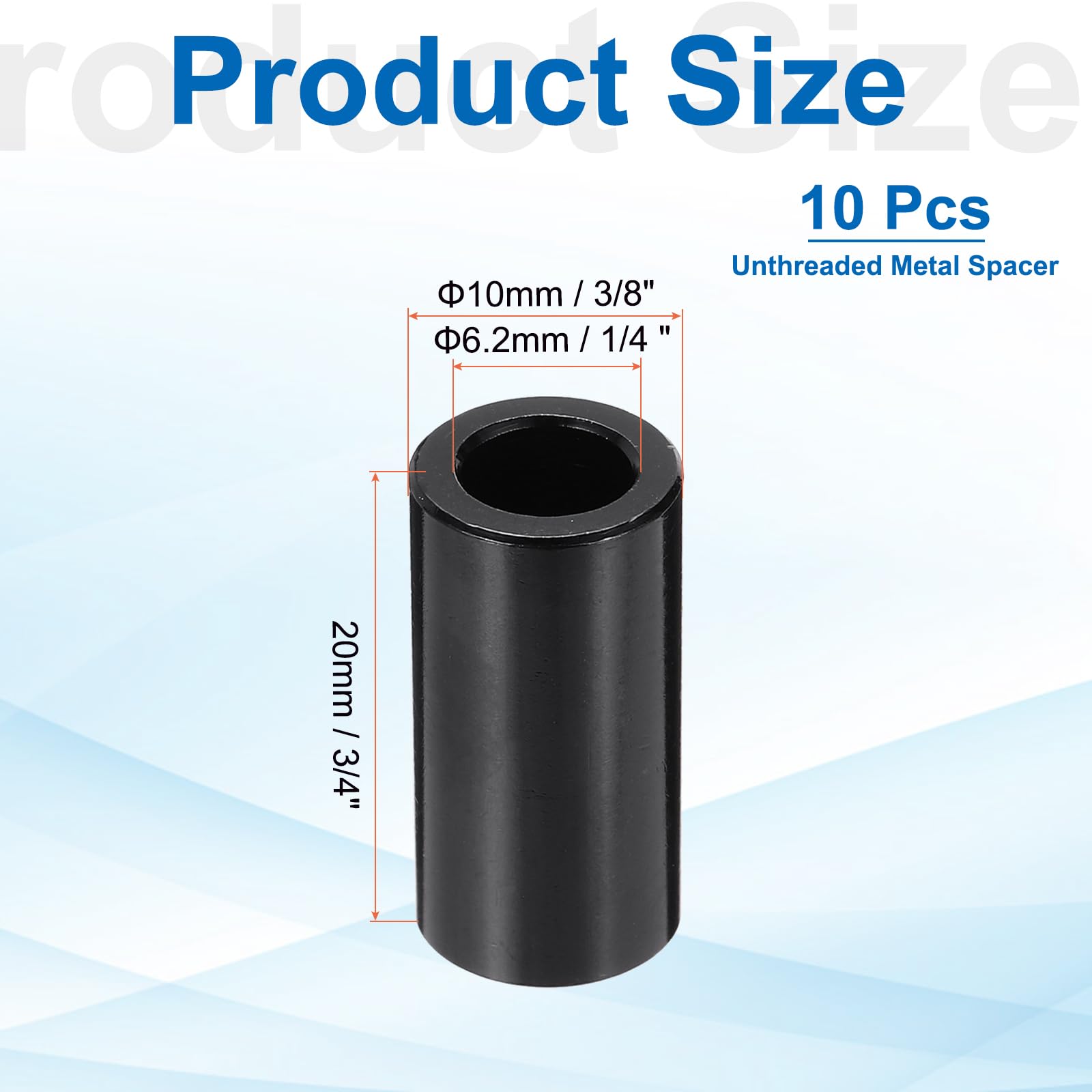 PATIKIL 10pcs M6 Aluminium Spacers, 1/4" ID x 3/8" OD Round Standoff Spacer - Image 2