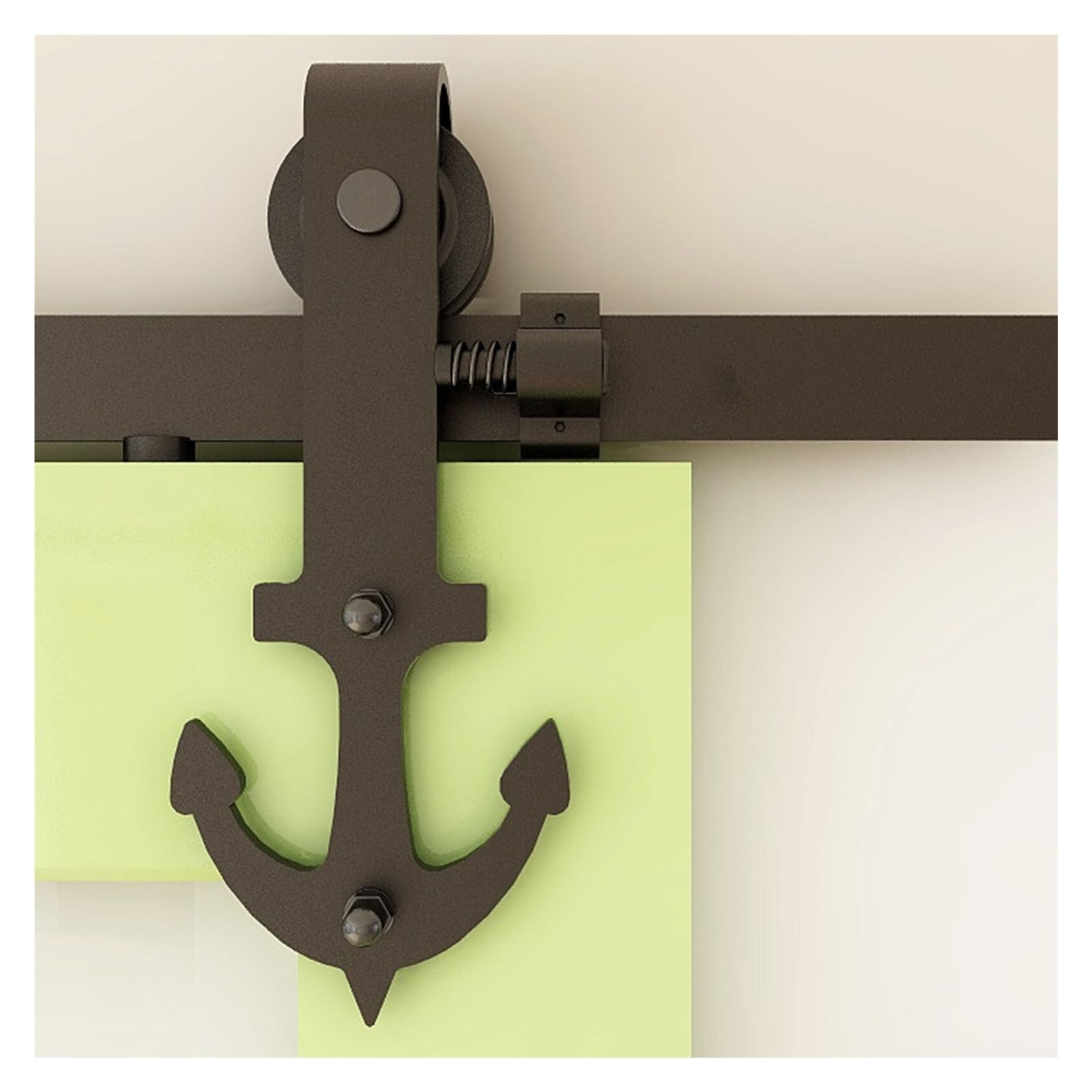 Strafbrg 1 Sliding Barn Door Hardware Kit， Heavy Duty Smoothly And Quietly Easy To Install Fit Double Panel Anchor Roller Hangers Black,Smooth Gliding