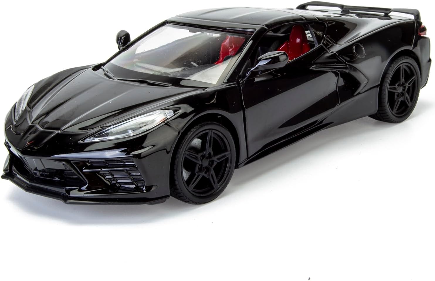 All Star Toys Exclusive 2020 Corvette C8 Stingray Black with Red interior 1/24 Diecast Model Motormax 79360