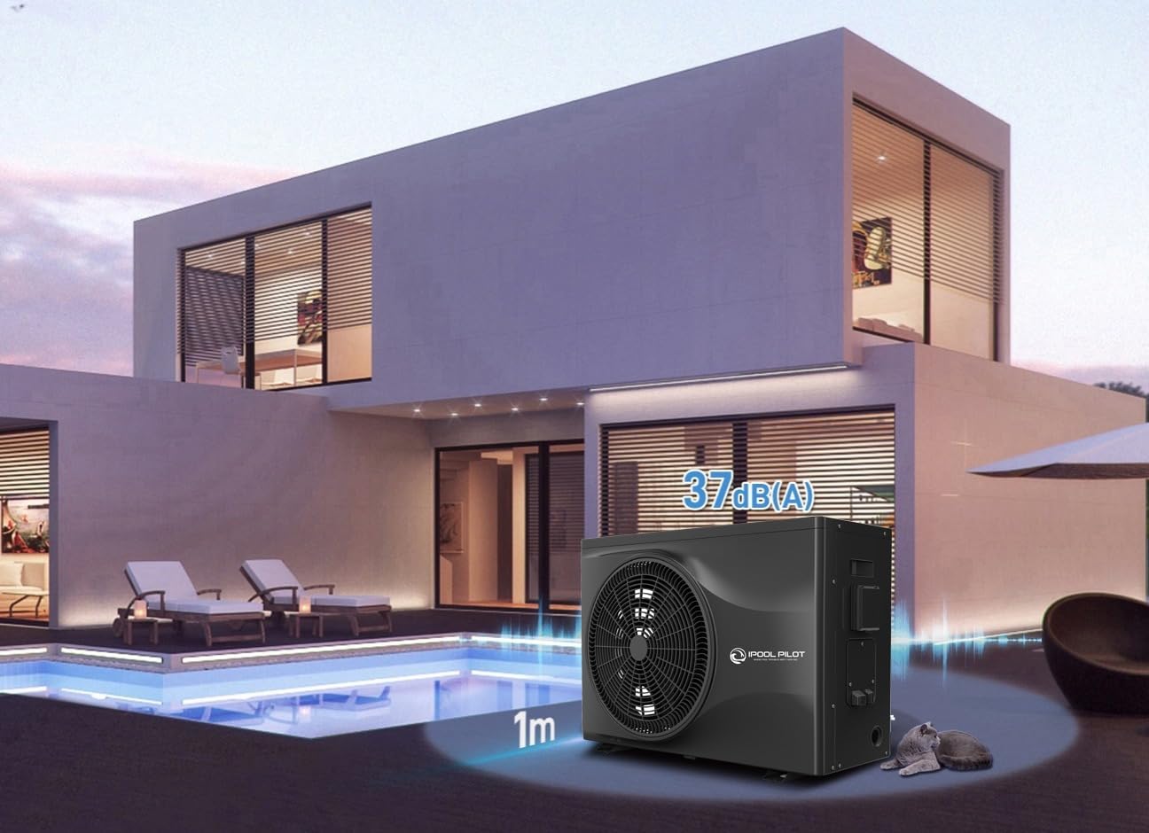 iPool Pool Swimming Pool Heat Pump - 72,000 BTU - for Above and In Ground Pools and Spas - High Efficiency, All Electric Heater - WiFi and RS485