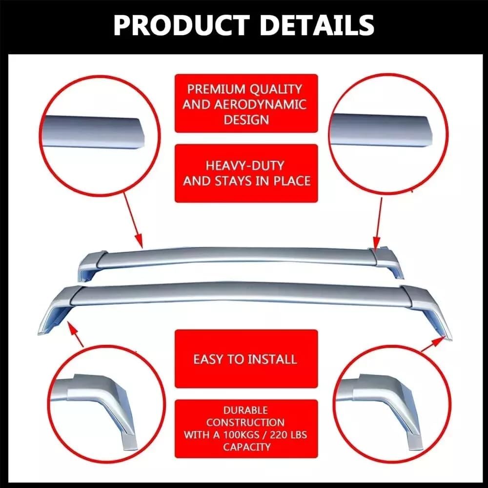 2Pcs Aluminum Roof Rail Racks Cross Bars Crossbars Luggage Carrier Fits for Lexus RX 350 350h 450h+ 500h 2023 2024 2025 2026 (Silver)