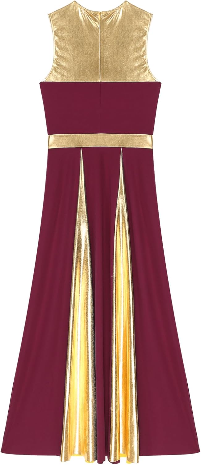 easyforever Womens Sleeveless Worship Dance Dress Lyrical Praise Dance Costume Liturgical Dancewear