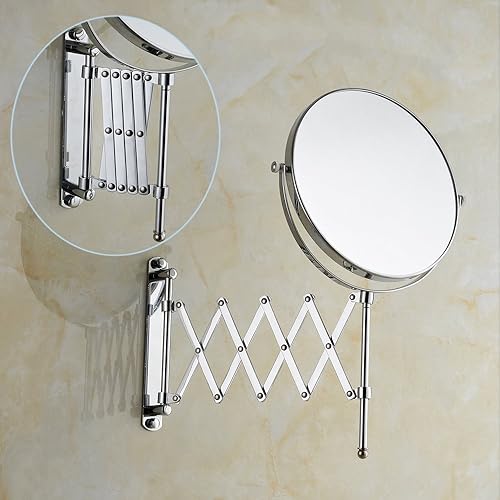 Miniatura 3 de Espejo escalable de doble cara de 8 pulgadas con aumento de 10x, con soporte de tijera, acabado cromado (8 pulgadas, 10x)