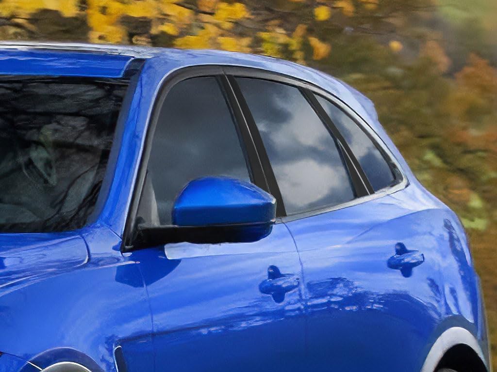 Rvinyl Pillar Post Pre Cut Window Trim Kits in Gloss Black Compatible with Jaguar F-Pace 2017-2023 - Adhesive Backs