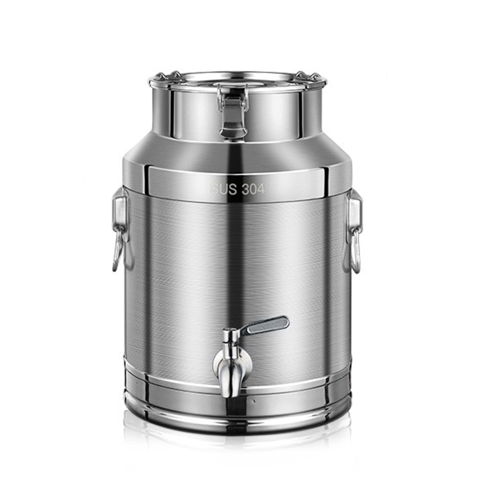 SaryEdge Heavy Duty Milk Can 15L-35L Airtight Milk Storage Canister Transport Cans Farm Dairy Pot Pail Bucket Liquid Container with Sealed Lid and Spigot/,Sil,Siliver-15L