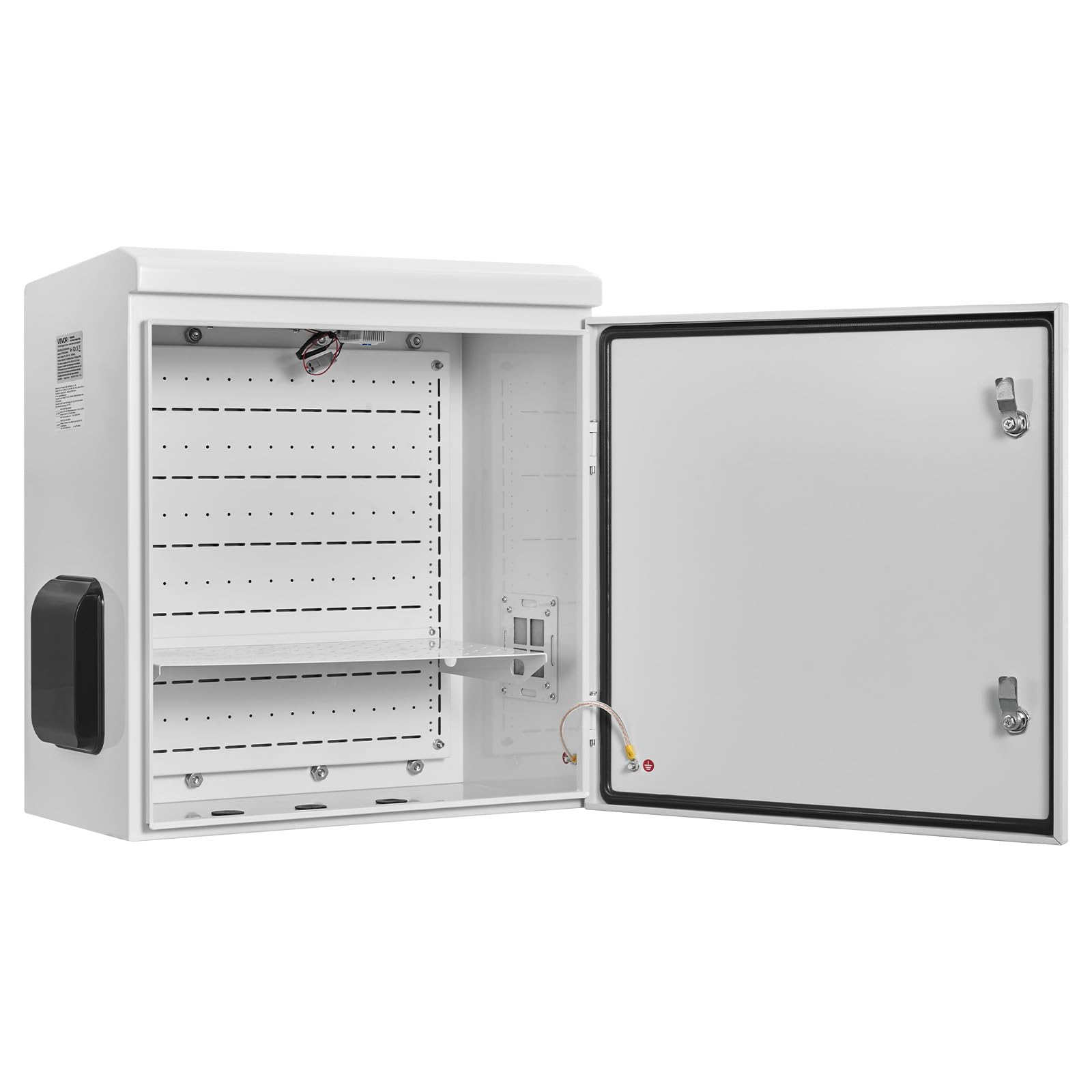 VEVOR Caja eléctrica impermeable IP65, caja de control de acero laminado en frío con termostato, ventilador y cubierta de lluvia, caja de conexiones con cerradura armario de control exterior 60 x 30 x