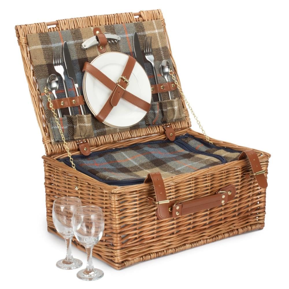 Red Hamper Picnic Basket, Wicker, Natural, 2 Person