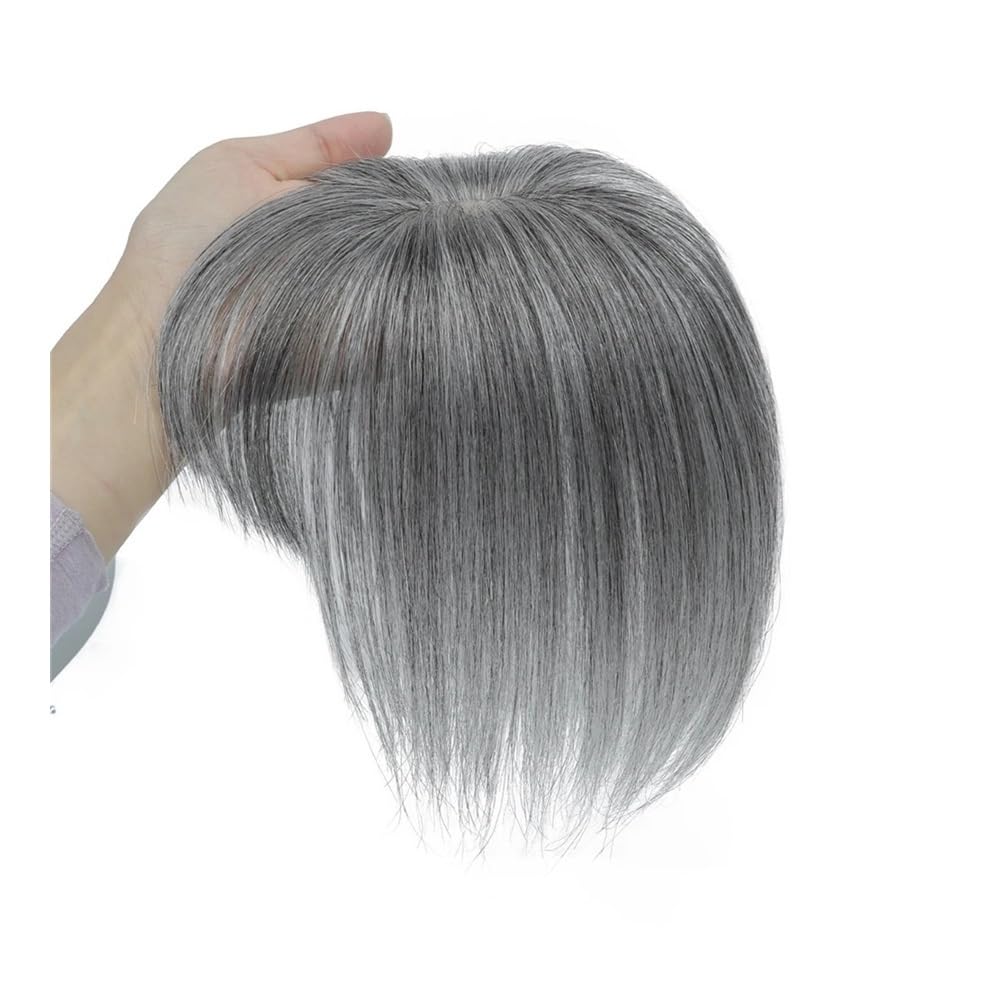 Körperpflege-Topper für Frauen, Echthaar, 360°-3D-Abdeckung, dünne Pony-Haarteile für Haarverlängerungen für Frauen,Grey_5cm×9cm-30CM