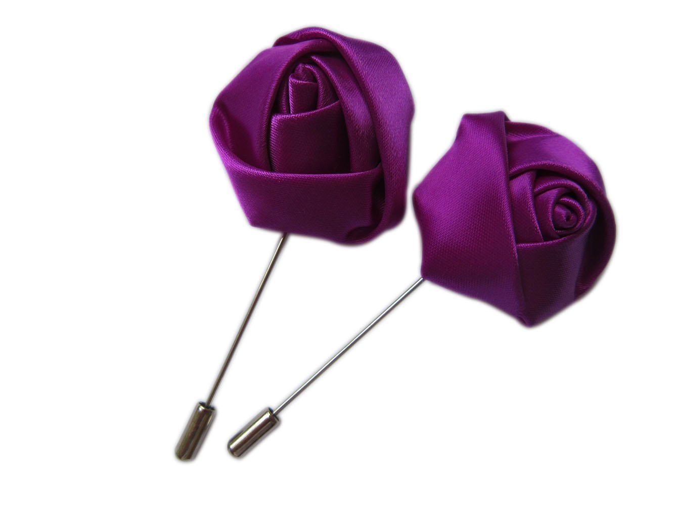 YYCRAFT 6 pcs Satin Rose Lapel Pins, Men's Flower Boutonniere Pins for Party Business Wedding Suit,Purple