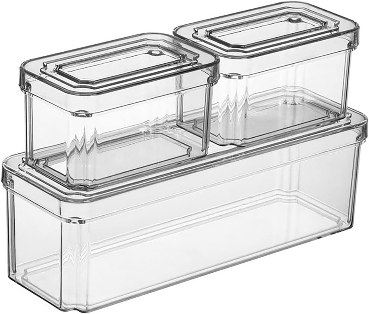 3Pack Clear Plastic Stackable Food Containers With Lids