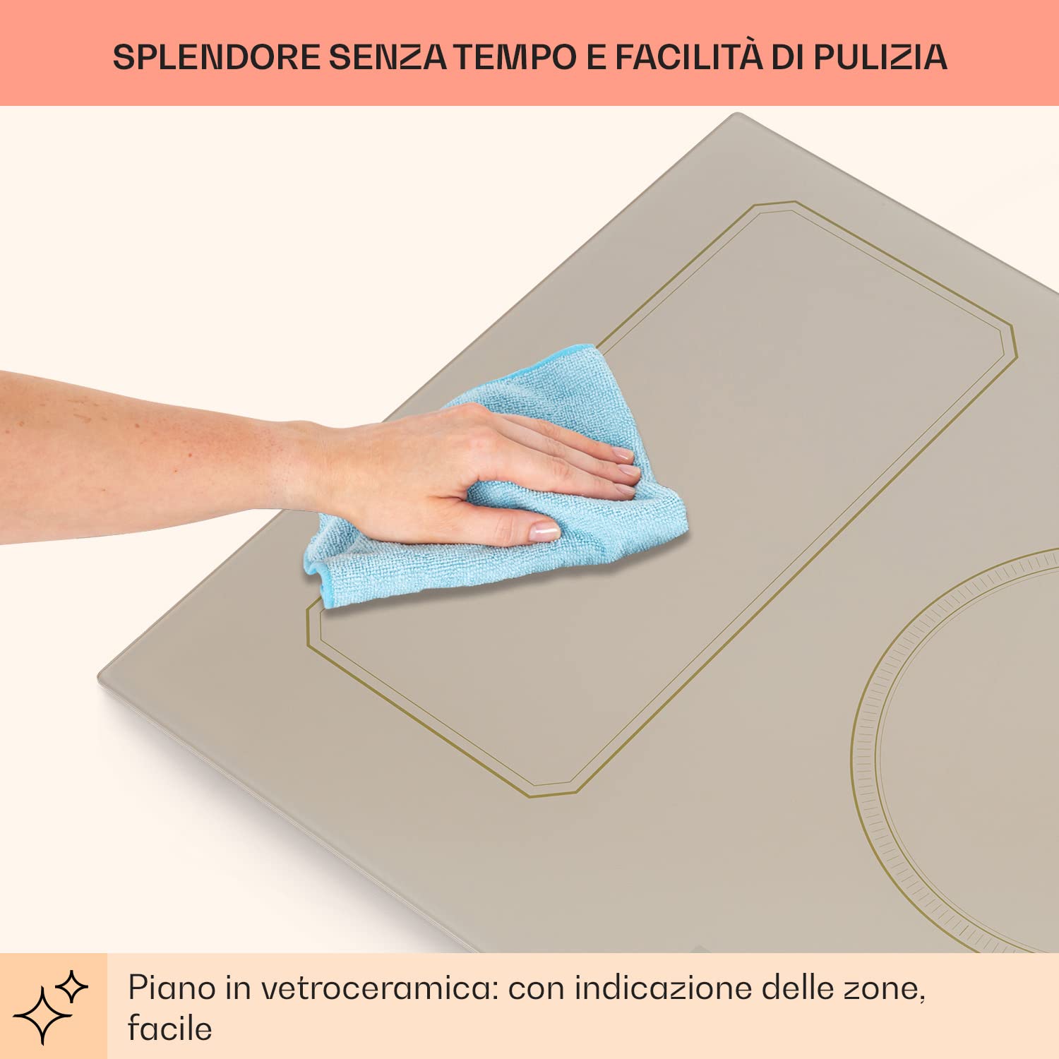 Klarstein Victoria Piastra Induzione 90 cm - Piano Cottura 7200w, 5 Fuochi, Fornello Elettrico con Controllo Smart Touch, Display Digitale e Timer, 240v