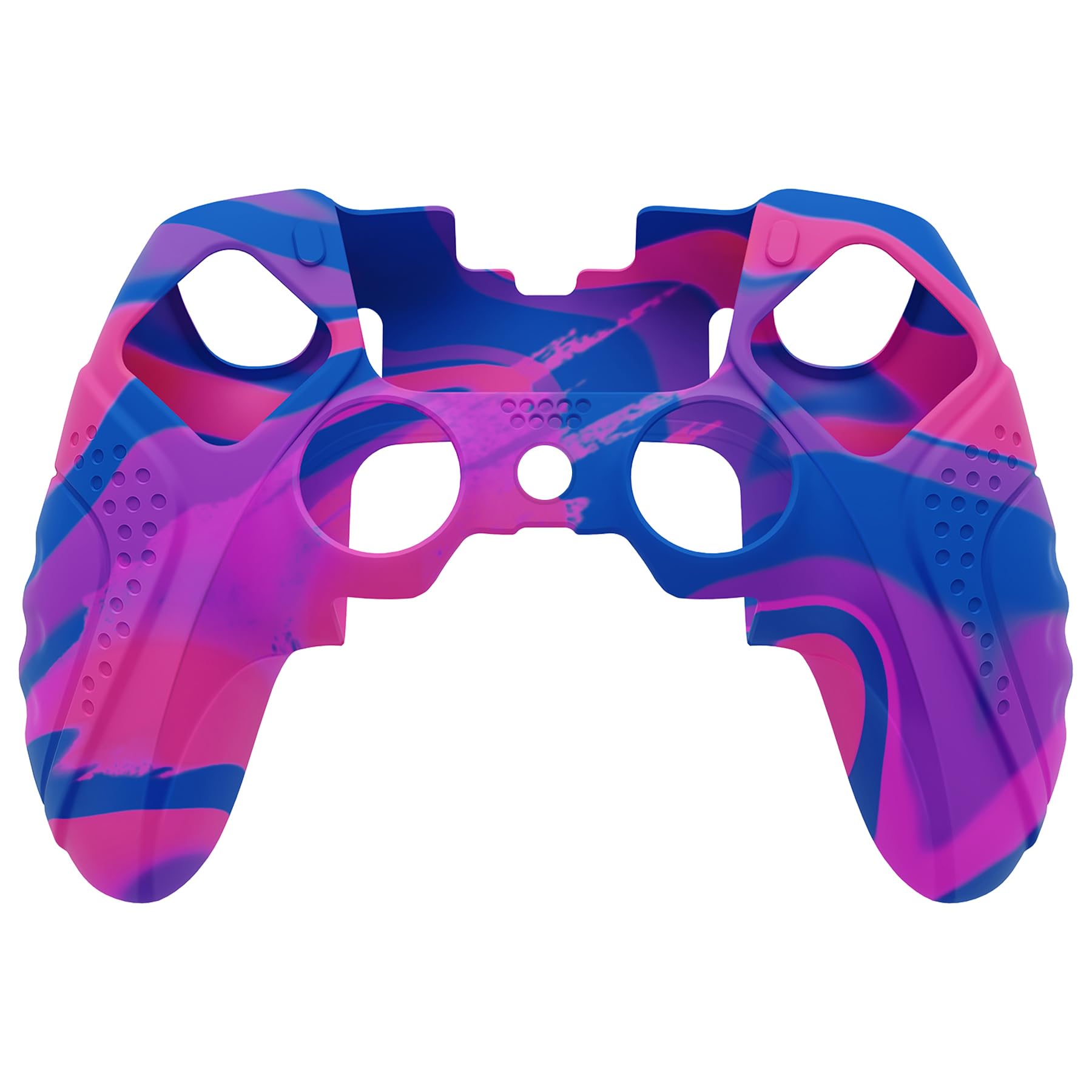PlayVital Funda de Silicona Antideslizante para ps5 Edge - Cubierta Protectora con 2 Tapas de Joysticks, Protector de Goma para ps5 Edge Mando, Diseño Ergonómico (Edición Guardian - Rosa&Morado&Azul)