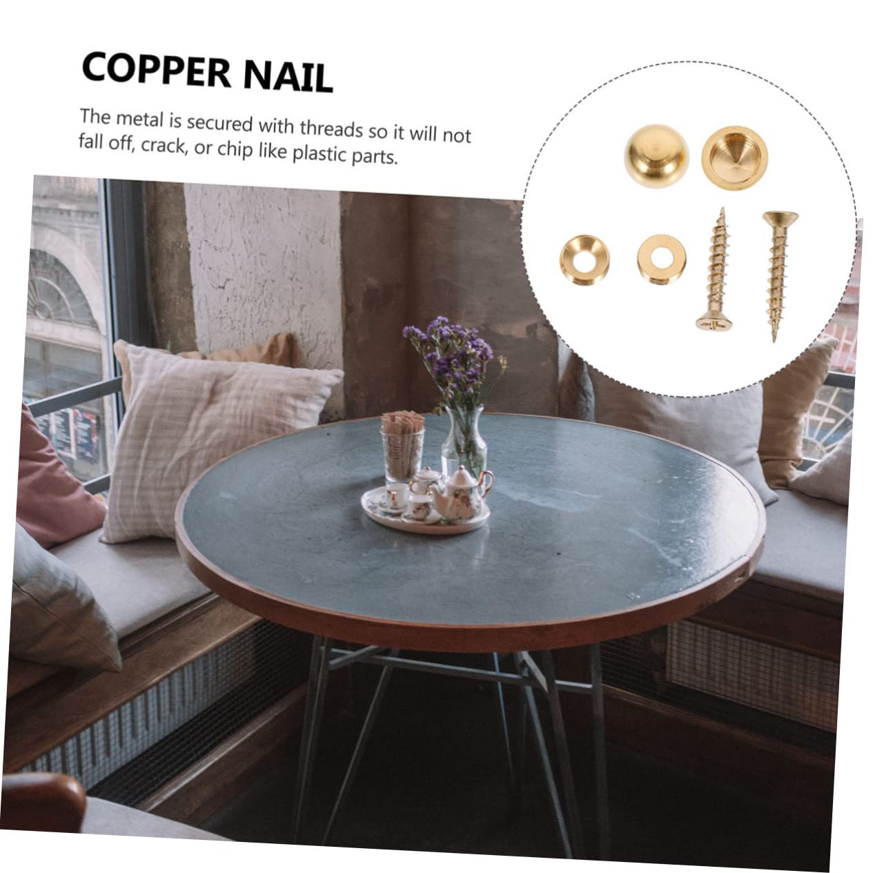 16pcs Copper Self-Tapping Screw Nails for Mirrors and Wardrobes