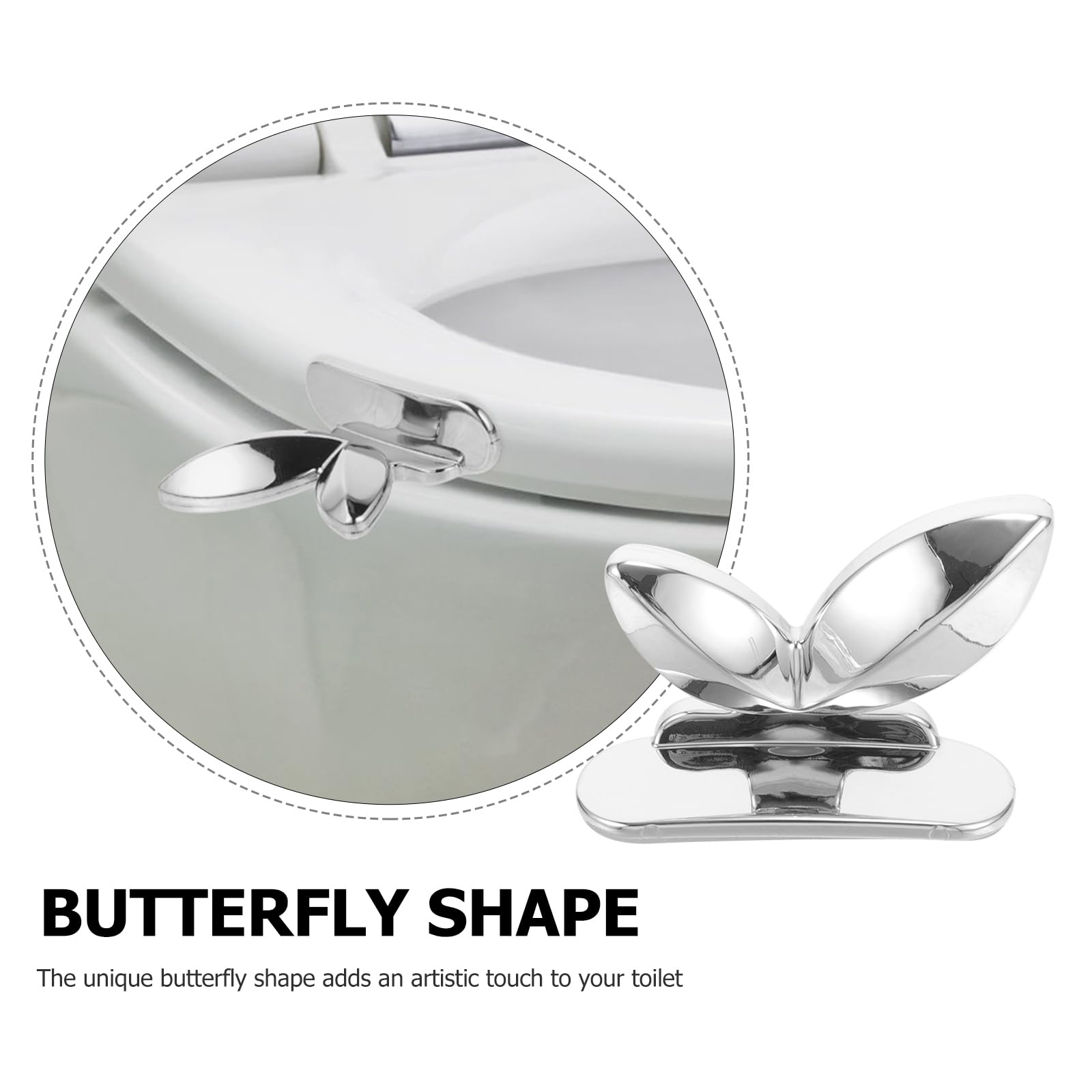 HOLIDYOYO Toilet Seat Lifter, 4PCS Silver Butterfly Avoid Touching Toilet Seat Handle, Toilet Lid Cover Handle Tools for Health Clean Home Office Hotel