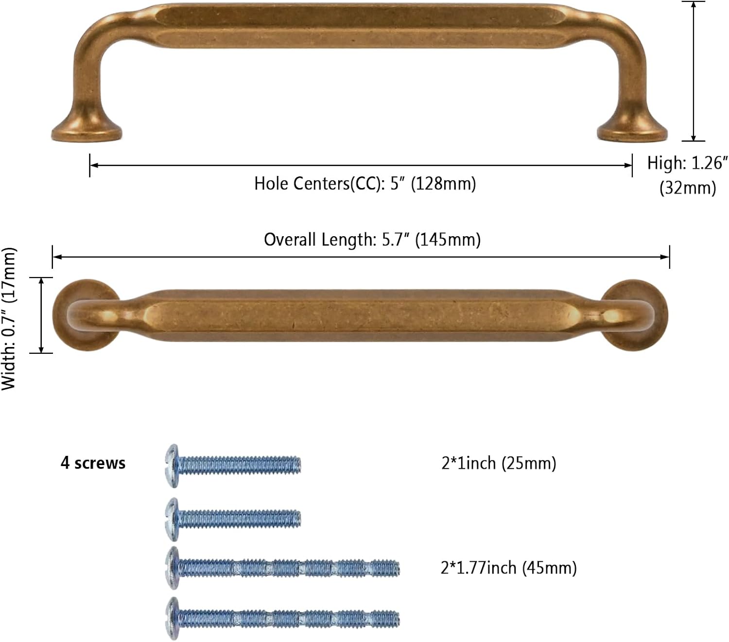 10 Pack 5 Inch(128mm) Kitchen Cabinet Handles Antique Brass Cabinet Pulls Vintage Retro Kitchen Cabinet Hardware Drawer Pulls for Dresser Cupboard Wardrobe