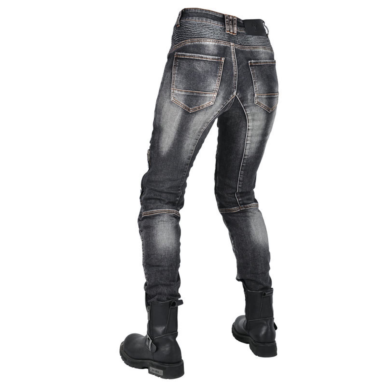 Spodnie motocyklowe, jeansowe, rozciągliwe, damskie, tekstylne, odporne na zużycie, Kevlar z ulepszonymi ochraniaczami, czarny, XS