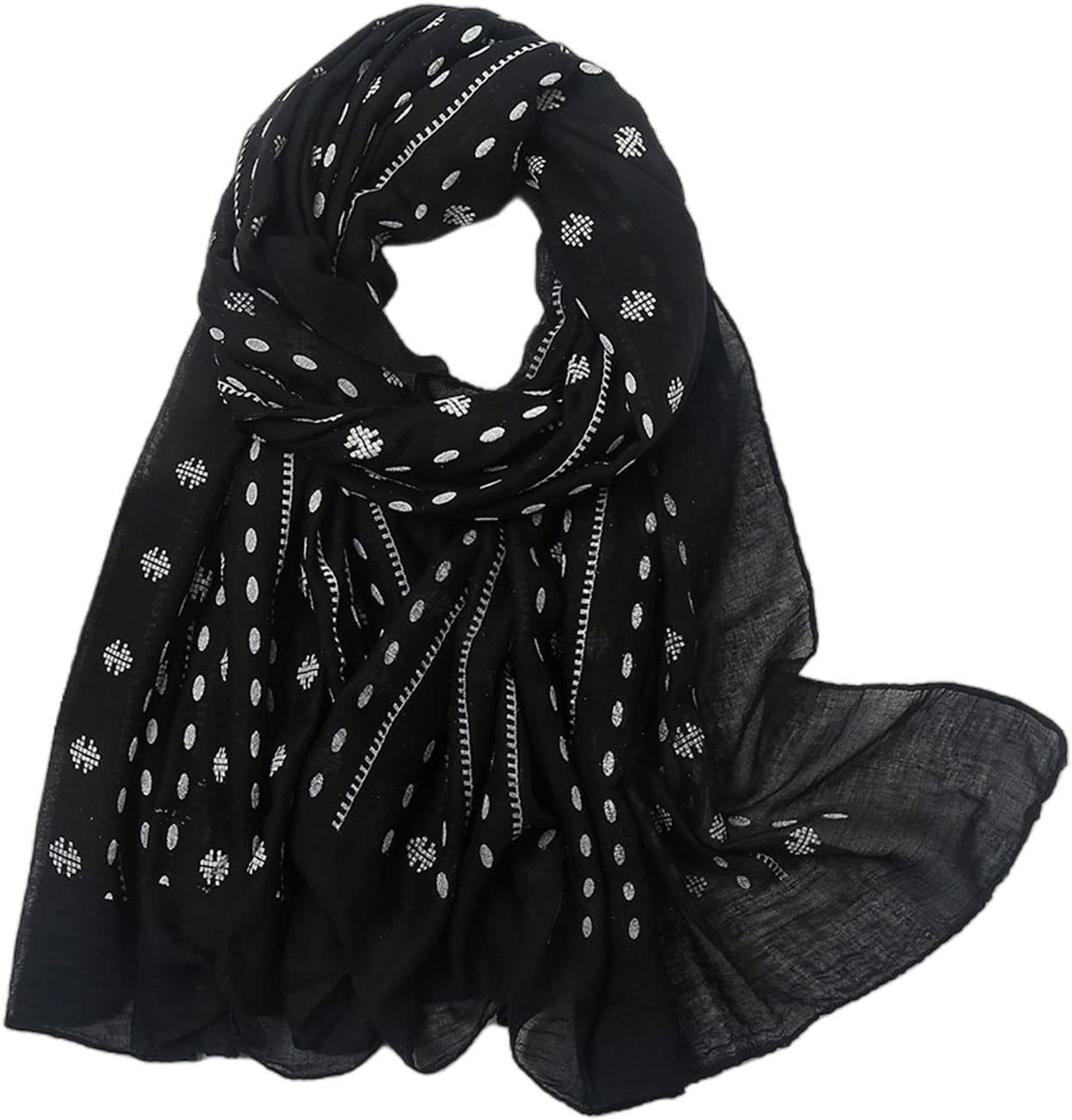 MAIRY Scarf for Women Lightweight Fashion Black Head Wrap Scarfs Ladies Shawls and Wraps Soft Summer Shawl Stole Scarves, 14209