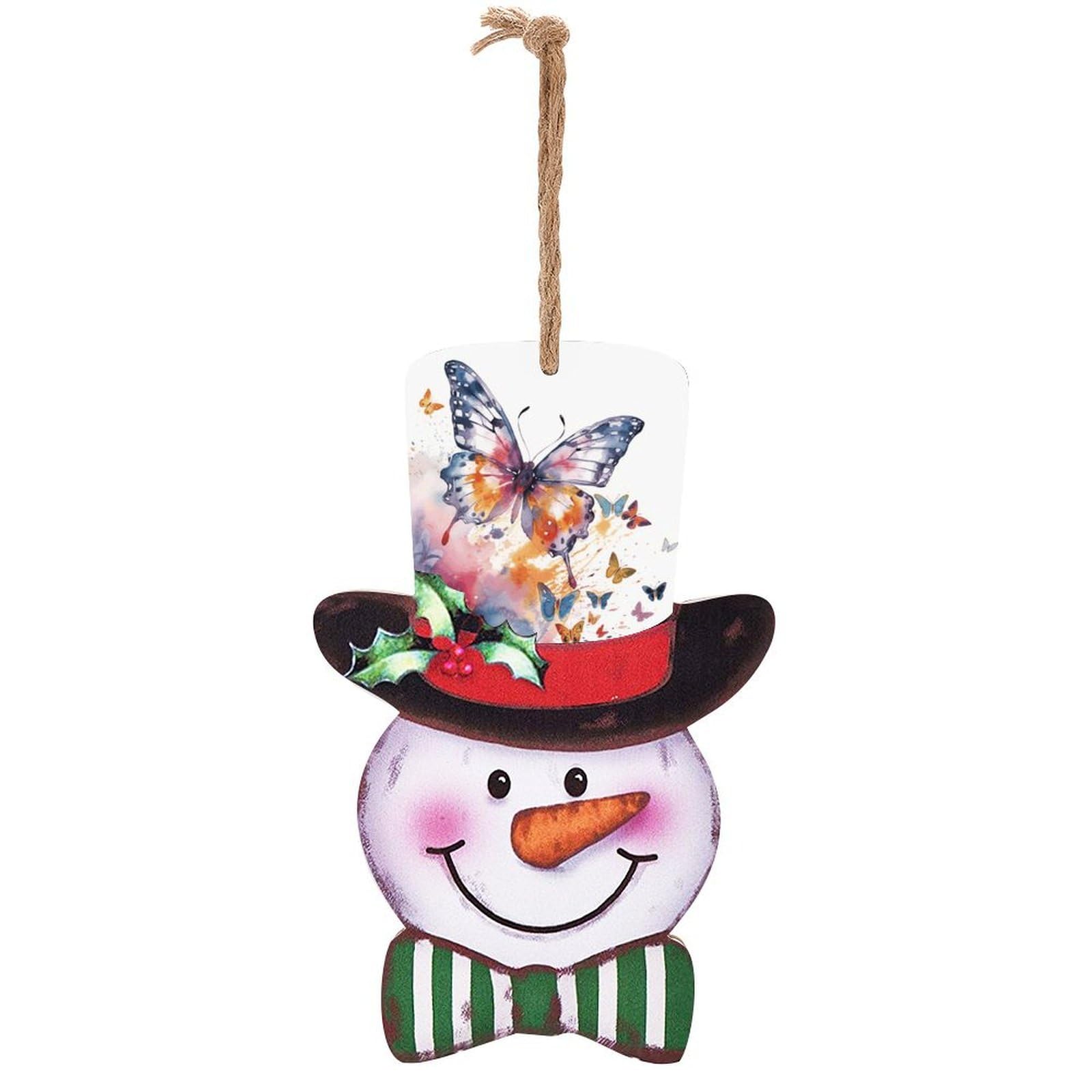 Décoration de Noël rustique en panneau mural de bois au motif poétique de papillon aquarelle