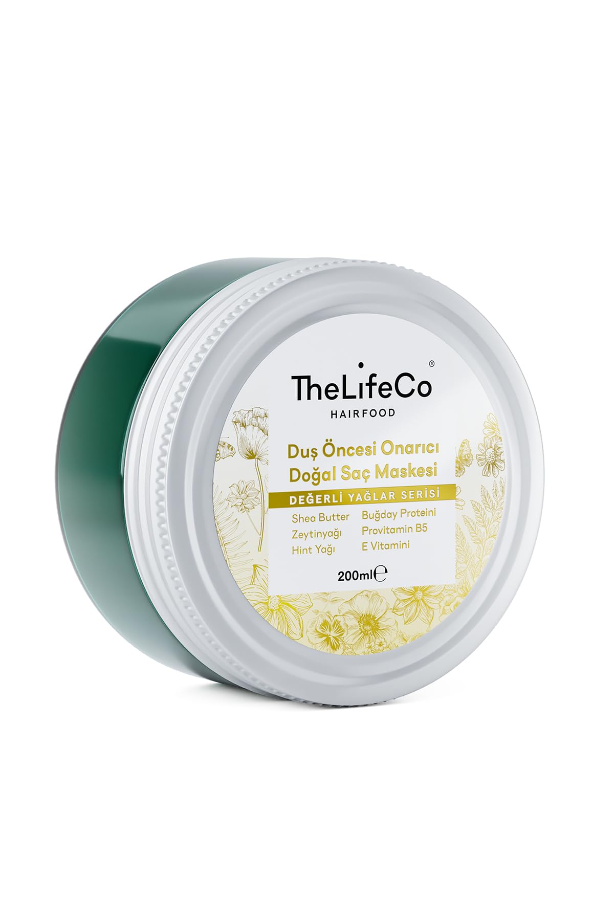 TheLifeCo Hairfood Değerli Yağlar Serisi Duş Öncesi Onarıcı Doğal Saç Maskesi 200 ml