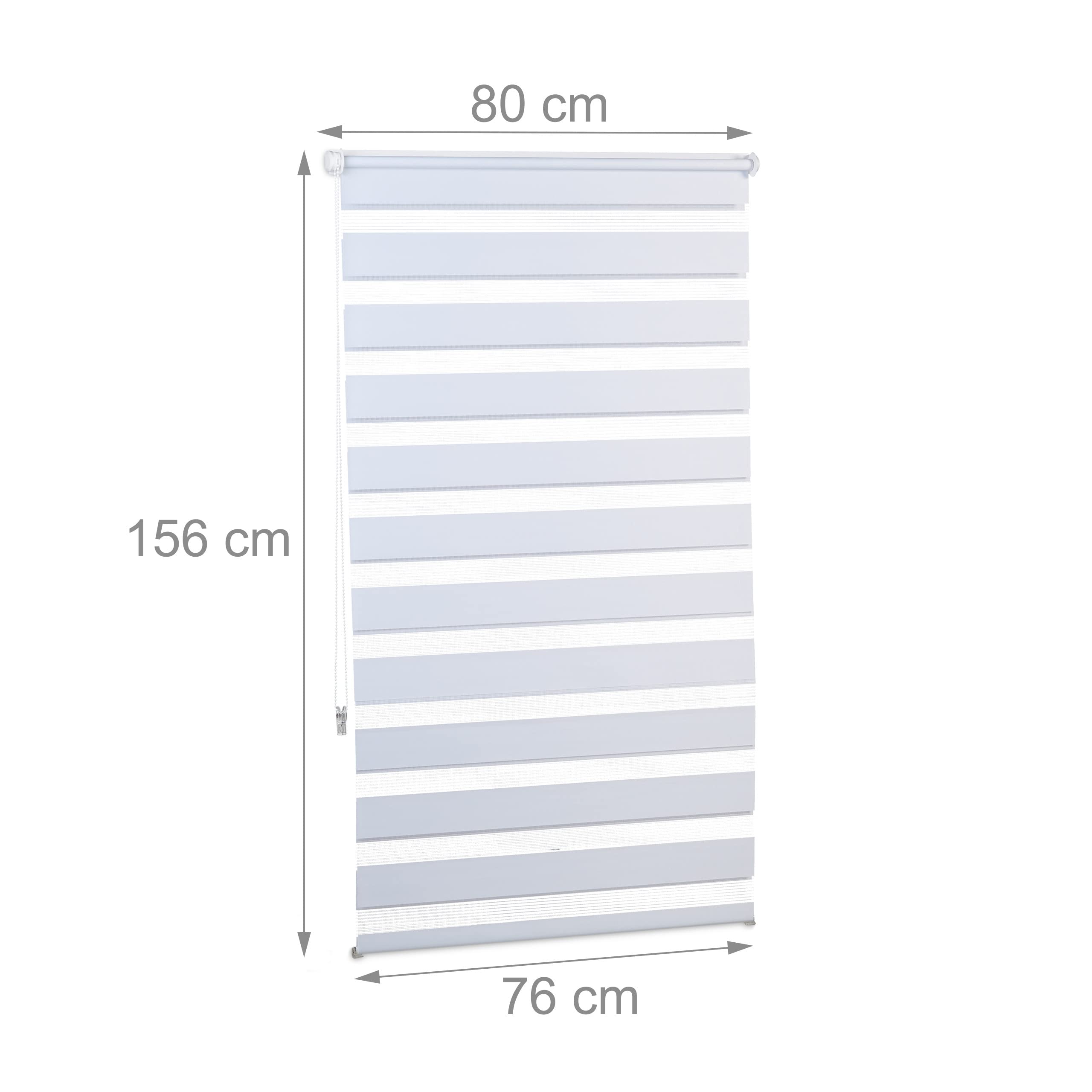 Relaxdays Doppelrollo Klemmfix ohne bohren, 3er Pack, Seitenzugrollo mit Streifen, Duo-Rollo für Fenster, Stoff 76x156 cm, weiß
