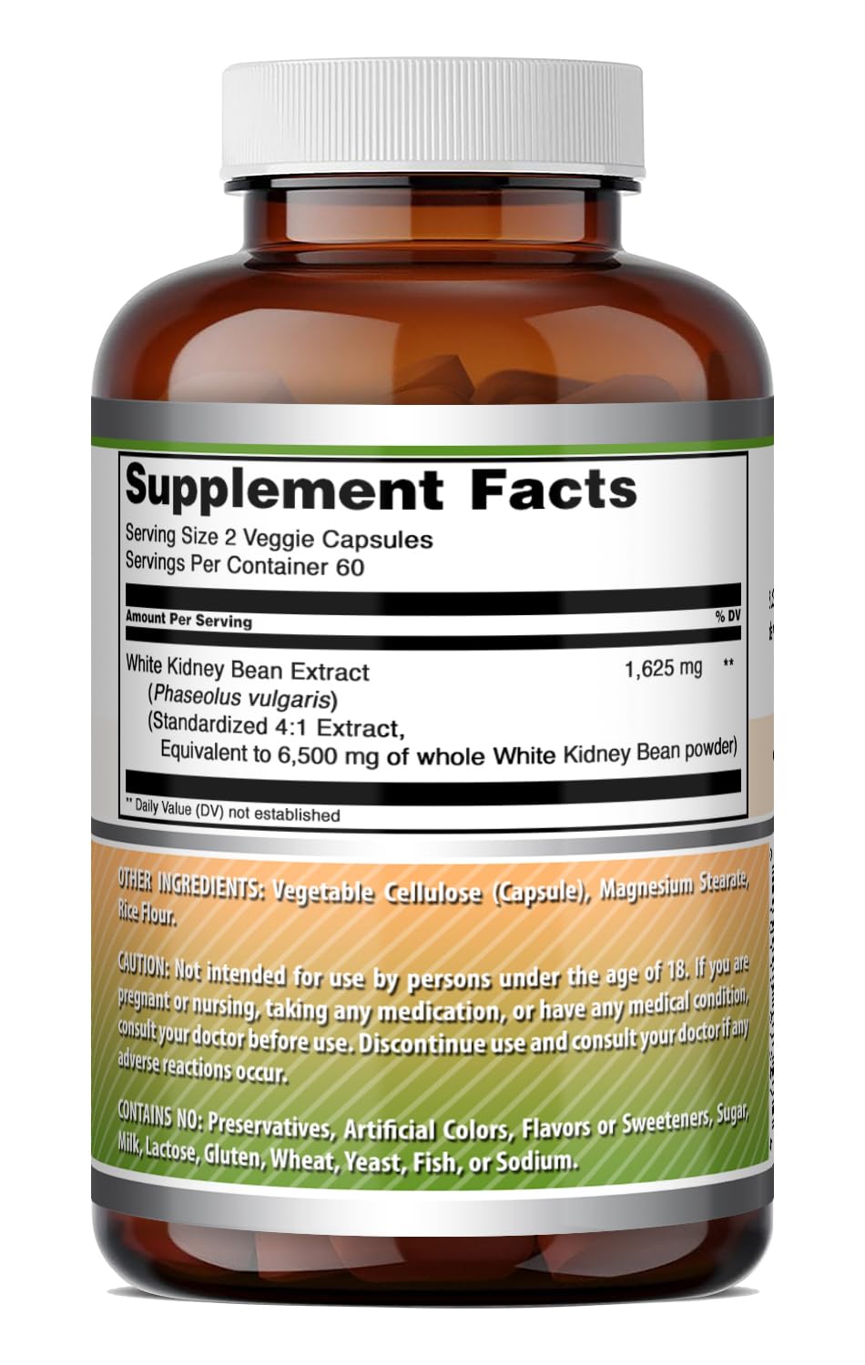 Amazing Formulas White Kidney Bean Extract 1650 Mg 4:1 Extract | Vegetarian Capsules | Gluten-Free | Made in USA (1 Pack | 120 Count) — Amazon image 4