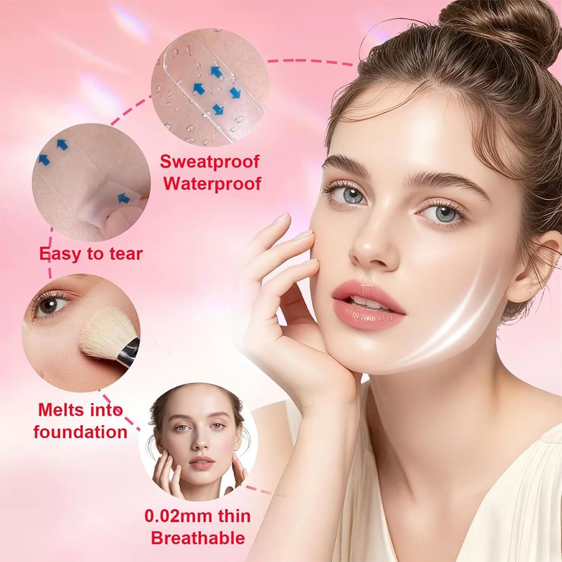 120 Pezzi Face Tape Viso Lifting, Cerotti Lifting Viso Invisible, Cerotti Antirughe for Doppio Mento, Rughe Nasolabiali e Fronte,Pelle Cadente