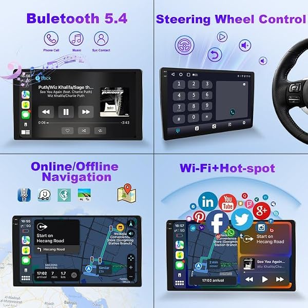 4+64G Upgraded Android 14 Car Radio Stereo for Toyota Camry 2015 2016 2017 with Wireless CarPlay/Android Auto, 10.1 inch HD Touchscreen Car Radio with Backup Camera AM/FM/RDS WiFi GPS SWC by FIUFUL - Image 7