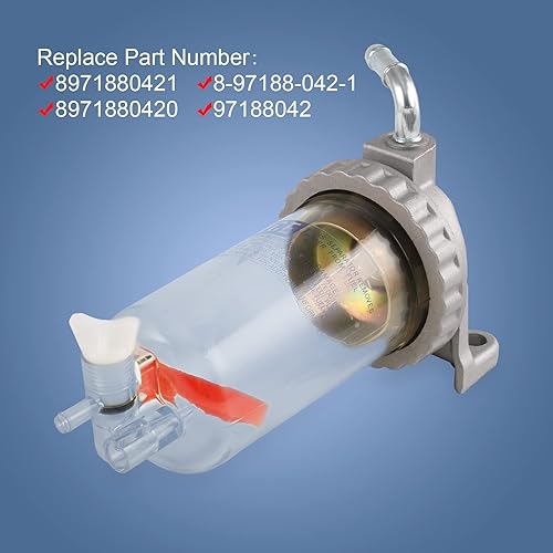 Vista 4 de Filtro de combustible Separador de sedimentador de agua compatible con Isuzu NPR HD NQR 4HE1 4.8L Reemplaza# 8971880421 8971880420 971880420 97188042