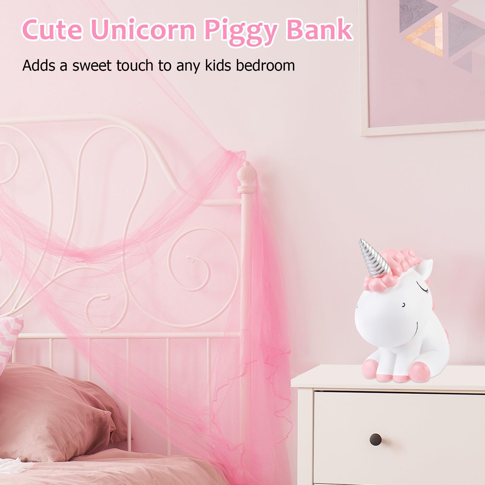 Salvadanaio a forma di unicorno con diamanti fai da te e adesivi alfabeto, infrangibile, regalo per compleanno e Natale