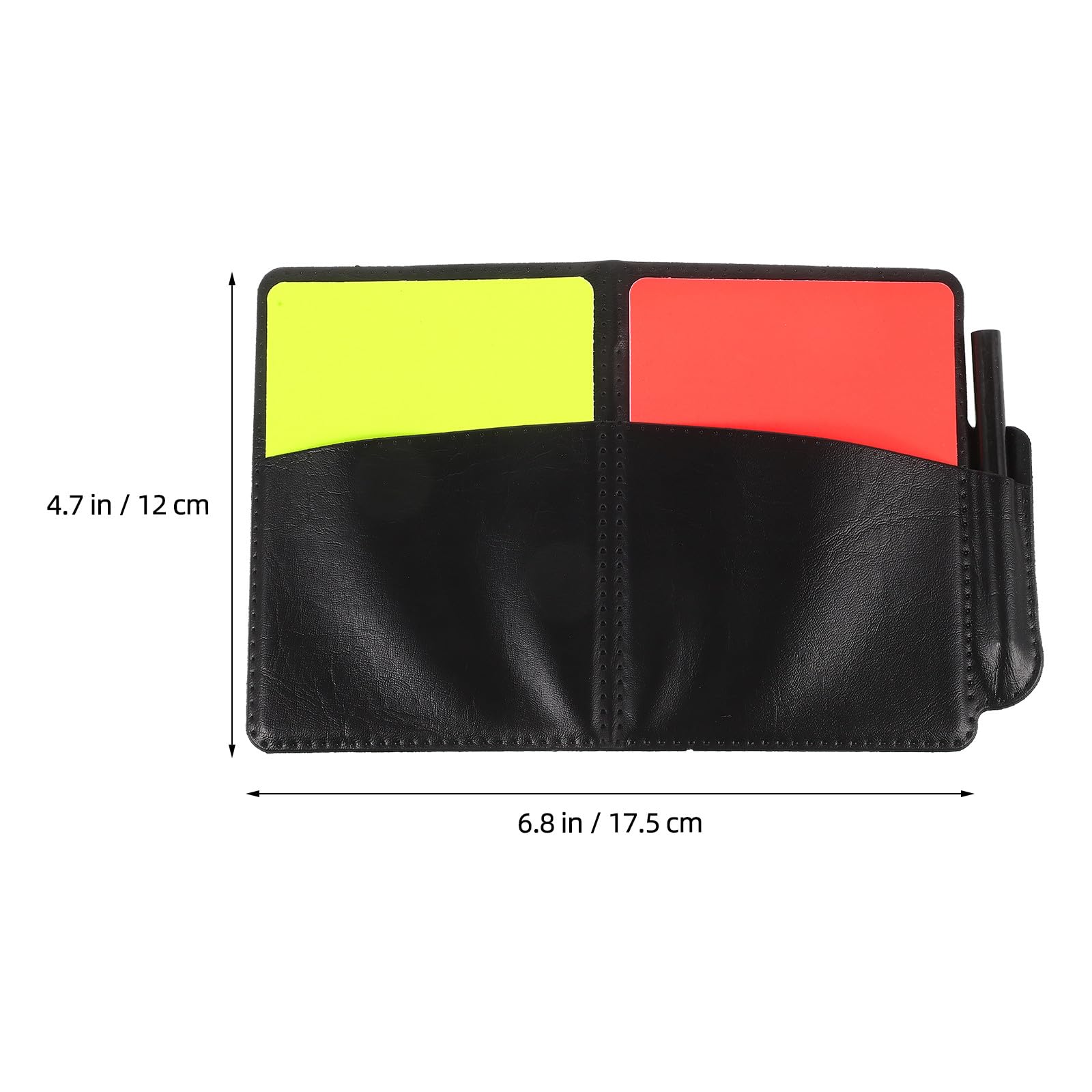 Angoily Kit Arbitro Calcio 2 Pezzi Cartellini Rossi e Gialli Sottili, Portafoglio Portatile, Penna e Blocco Note per Allenamenti Sportivi e Partite Ufficiali
