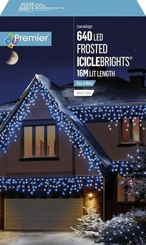 Premier Multi Action Frosted Cap Icicles Blue White 640 LED - LV213285BW