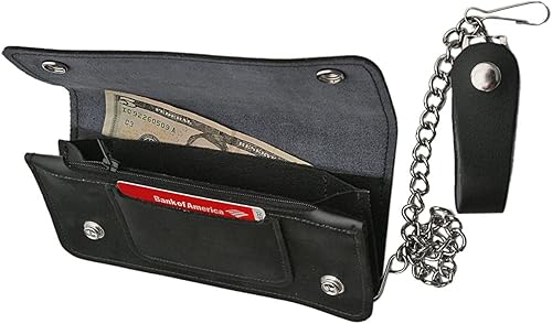 SZCO Supplies Billetera grande biplegable para motociclista, 8 x 3.75 pulgadas, color negro