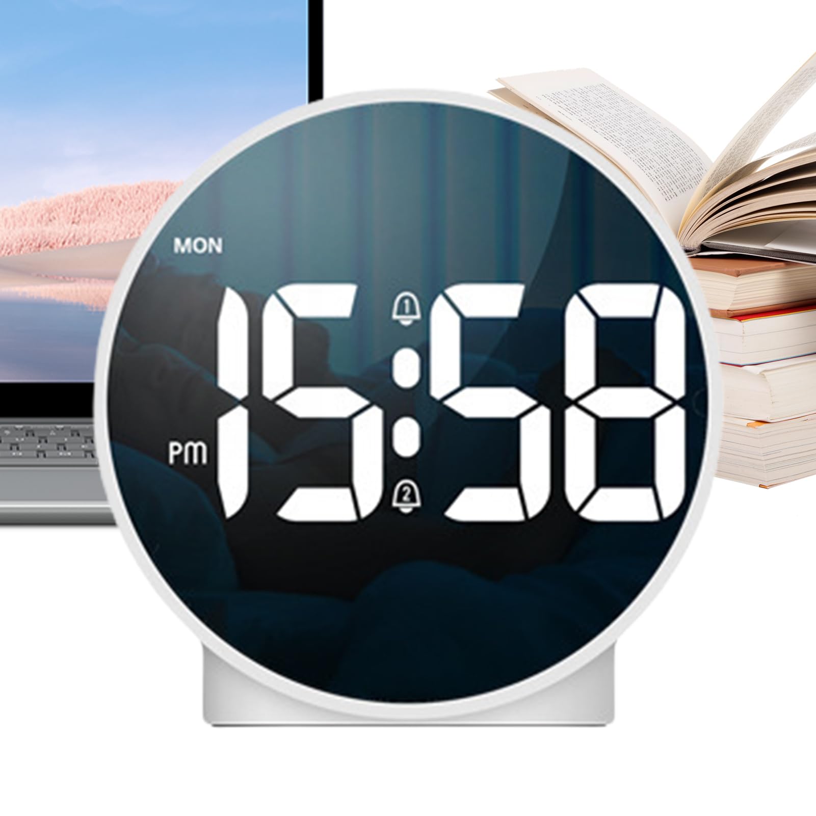 Horloge numérique LED contre la fatigue visuelle avec écran miroir clair