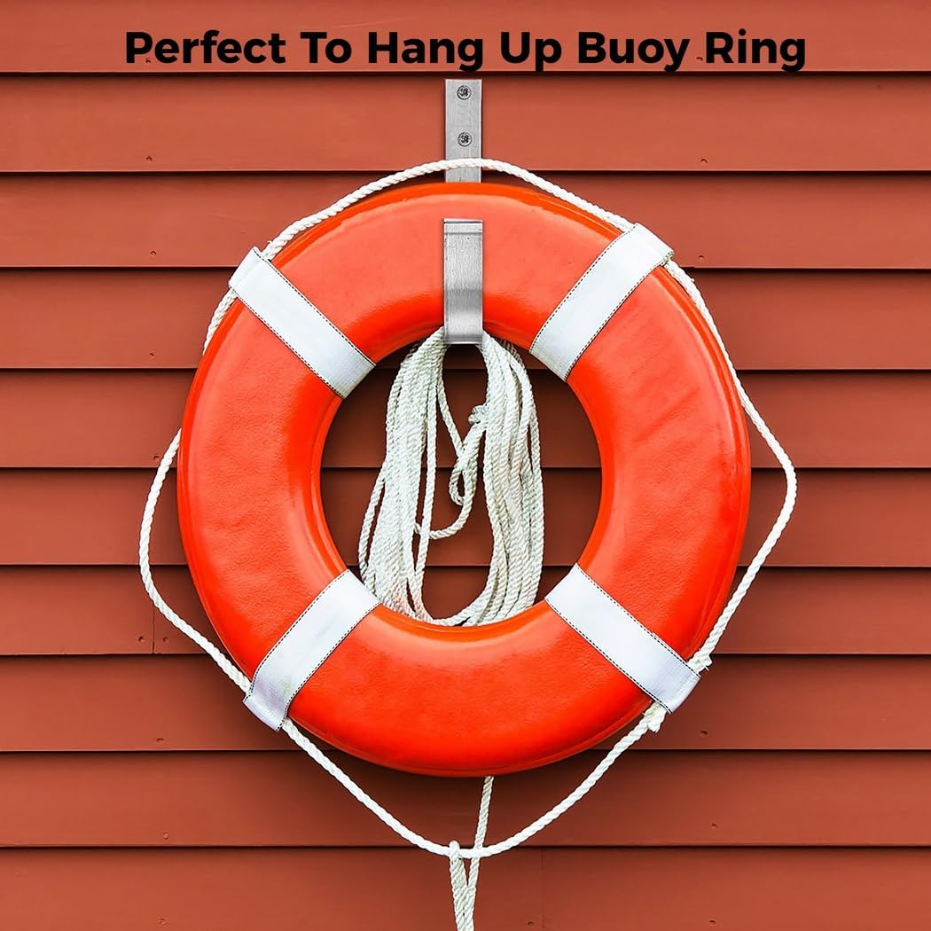 Outdoor 49Ft Life Saving Rope with Hook & Ring Buoy Bracket for Climbing & Rescue